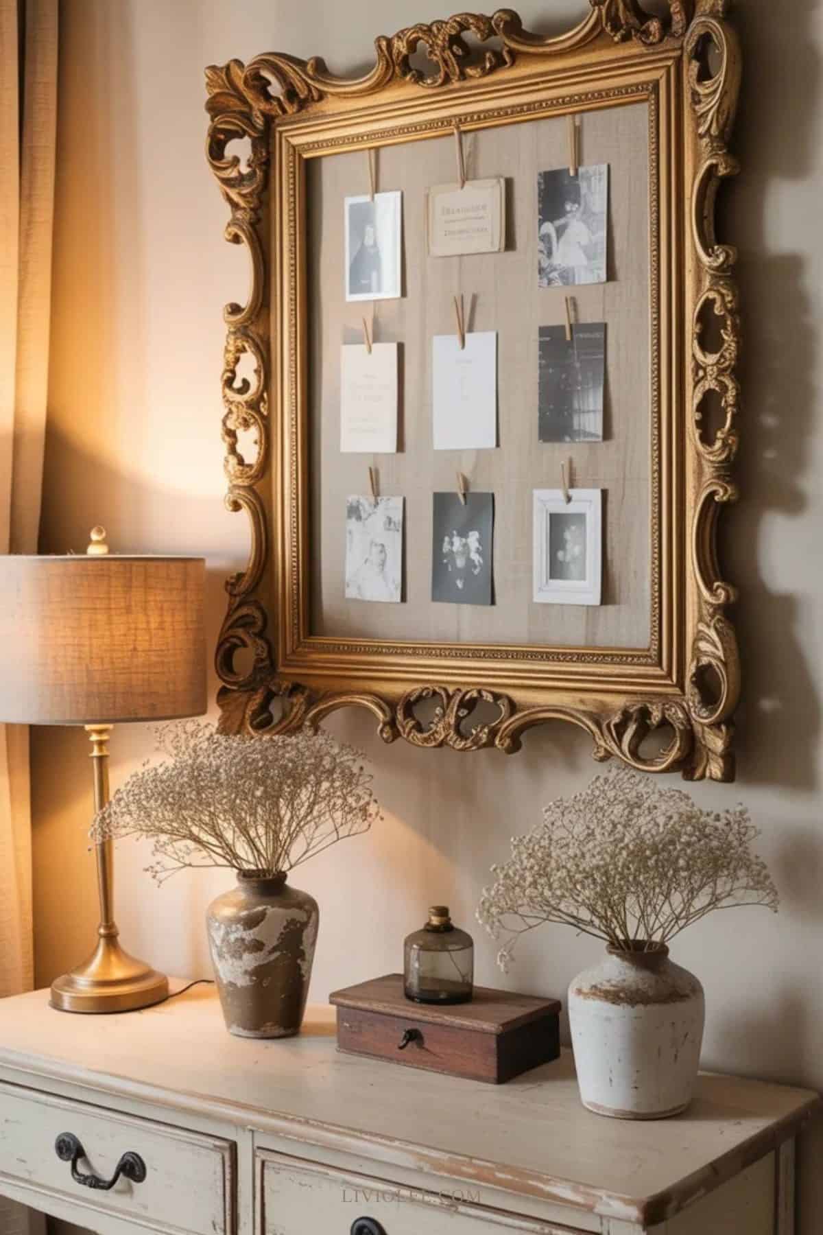 flea market finds picture frame memory board