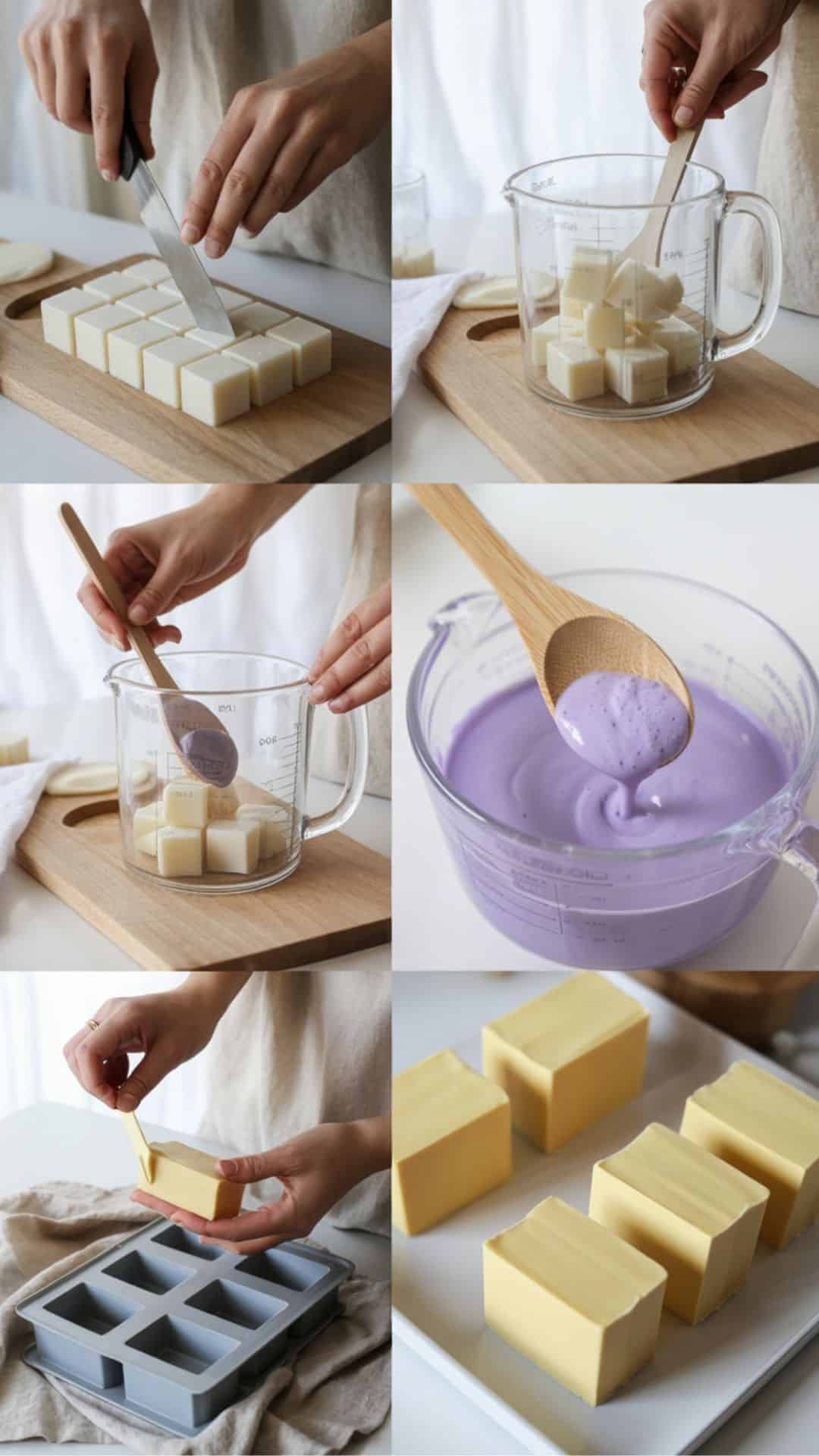 images of steps for the melt and pour soap basics