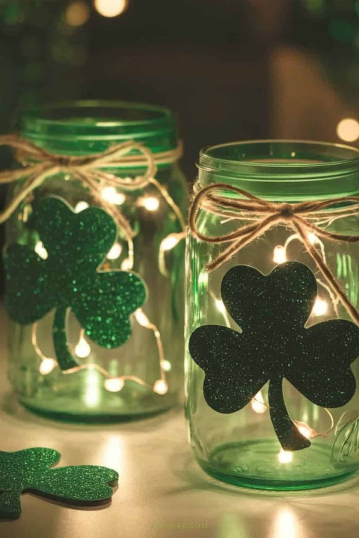 st patricks day shamrock mason jars