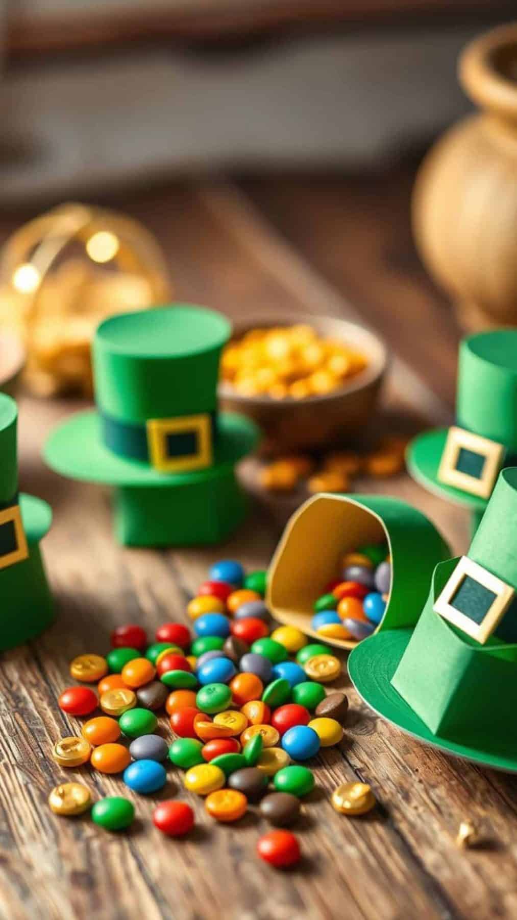 St. Patrick’s Day with fun leprechaun hat treat boxes. Fill them with candies or small gifts