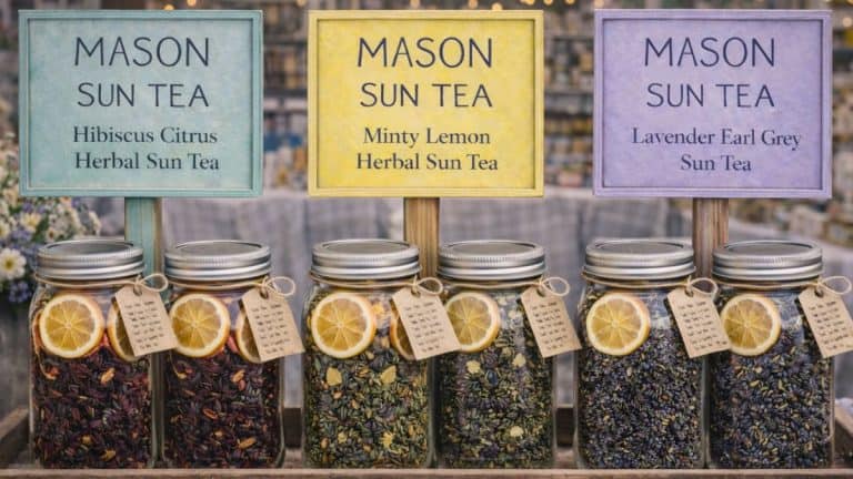 selection of flavor sun tea kits in mason jars