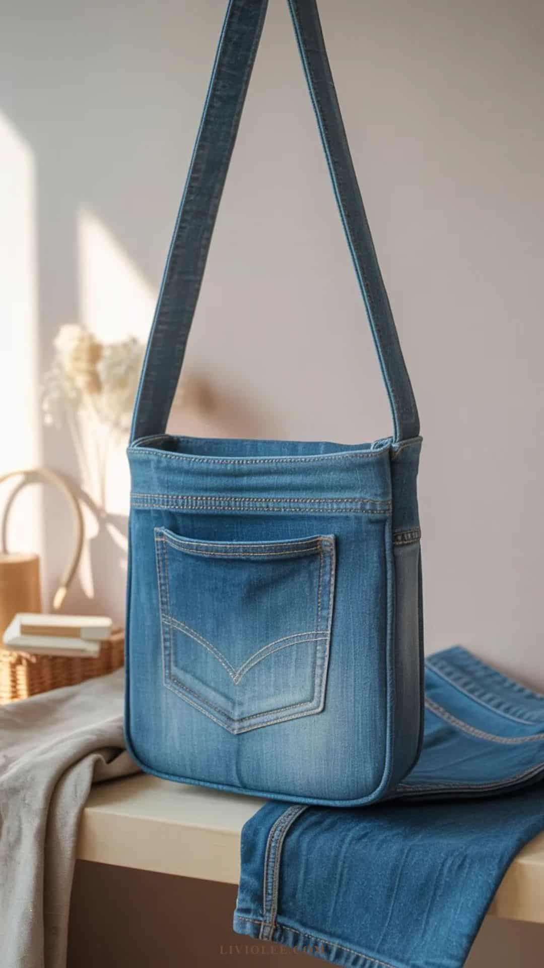 denim back pocket cross body bag
