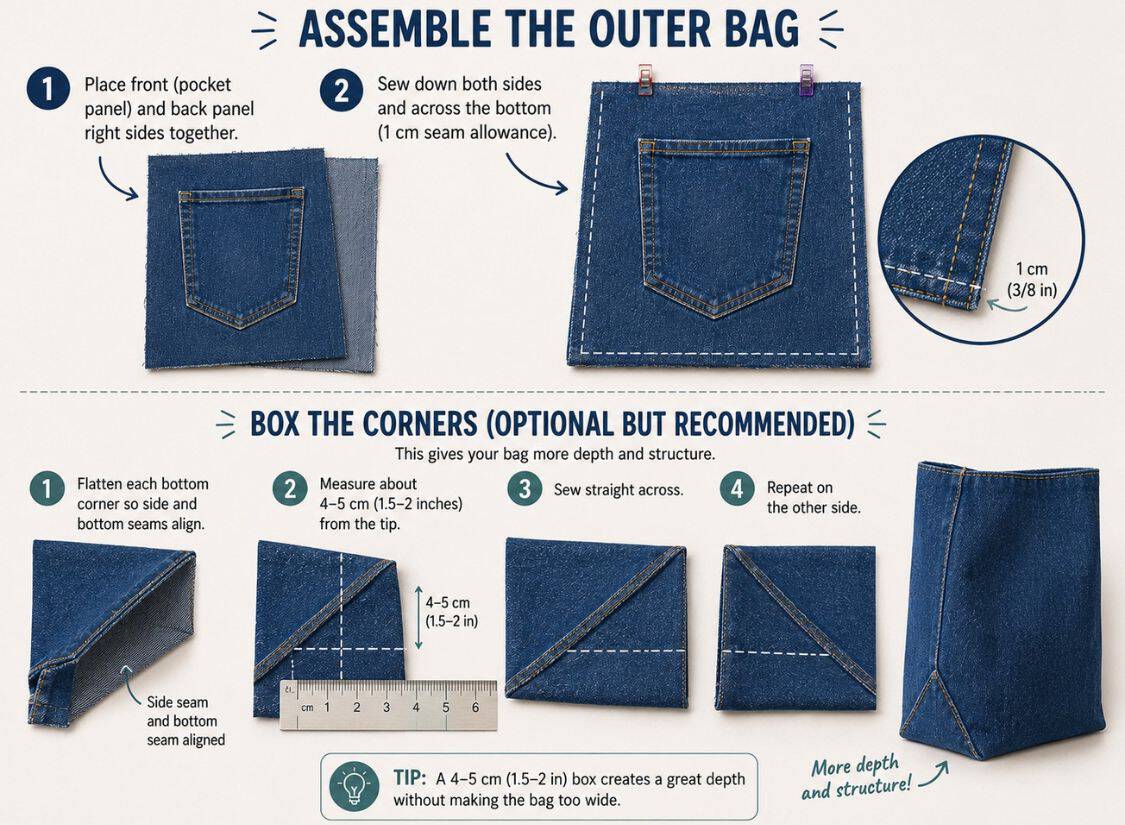 assembly instruction of crossbody tote bag