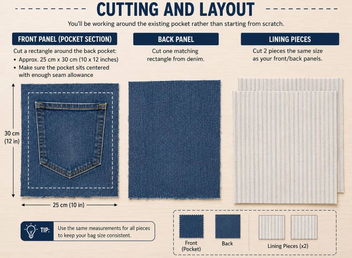 crossbody bag cutting and layout instructions