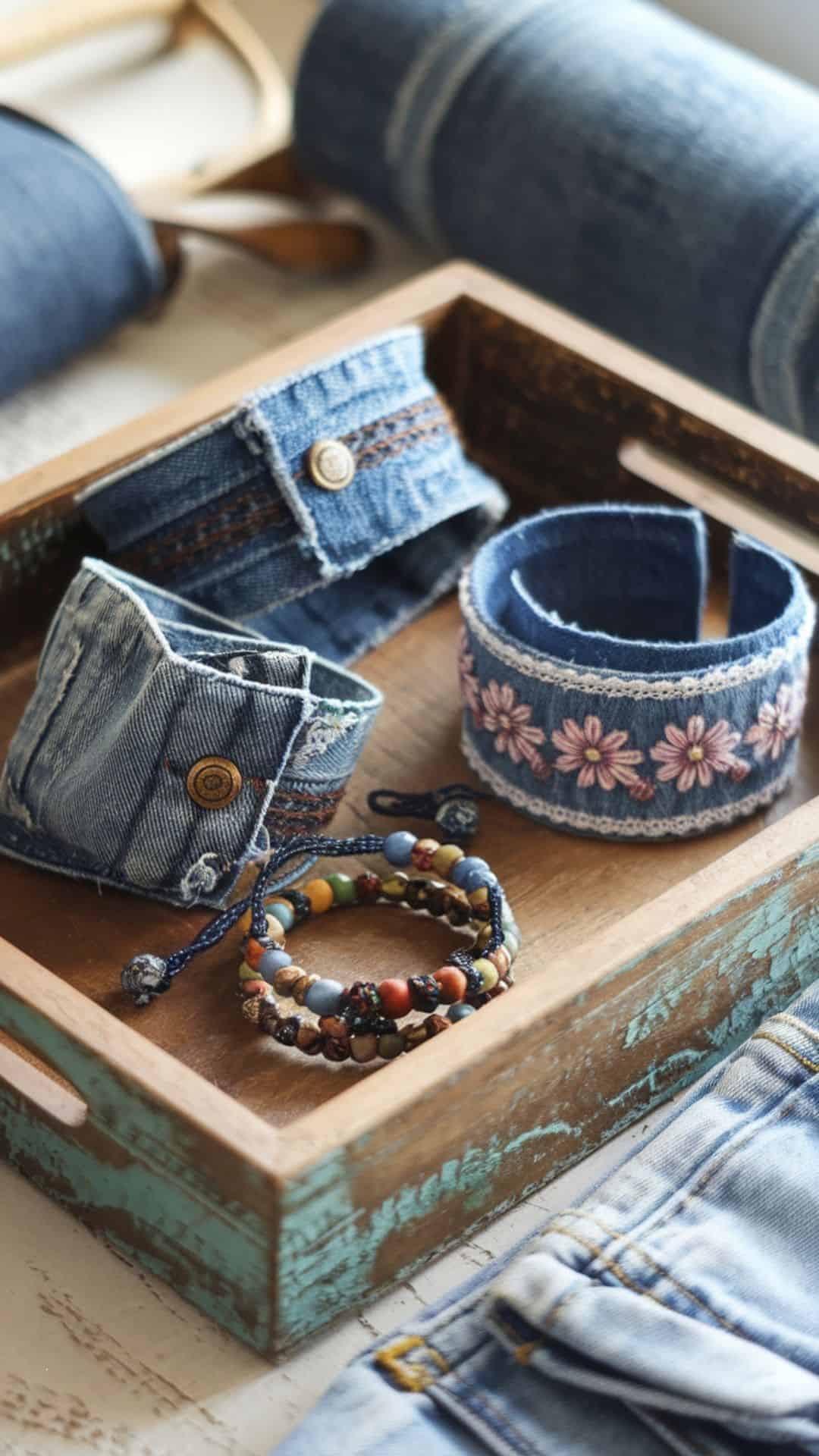 denim bracelets cuffs
