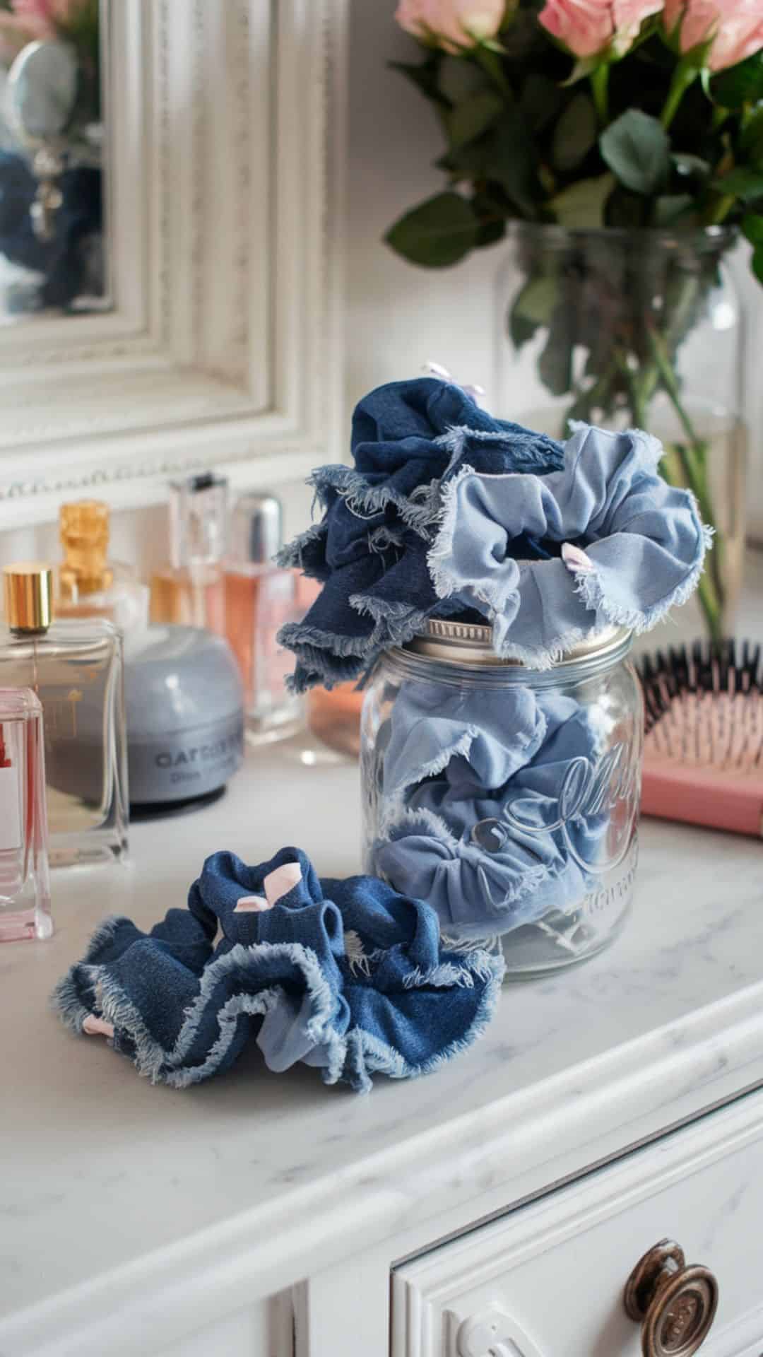 denim hair scrunchies