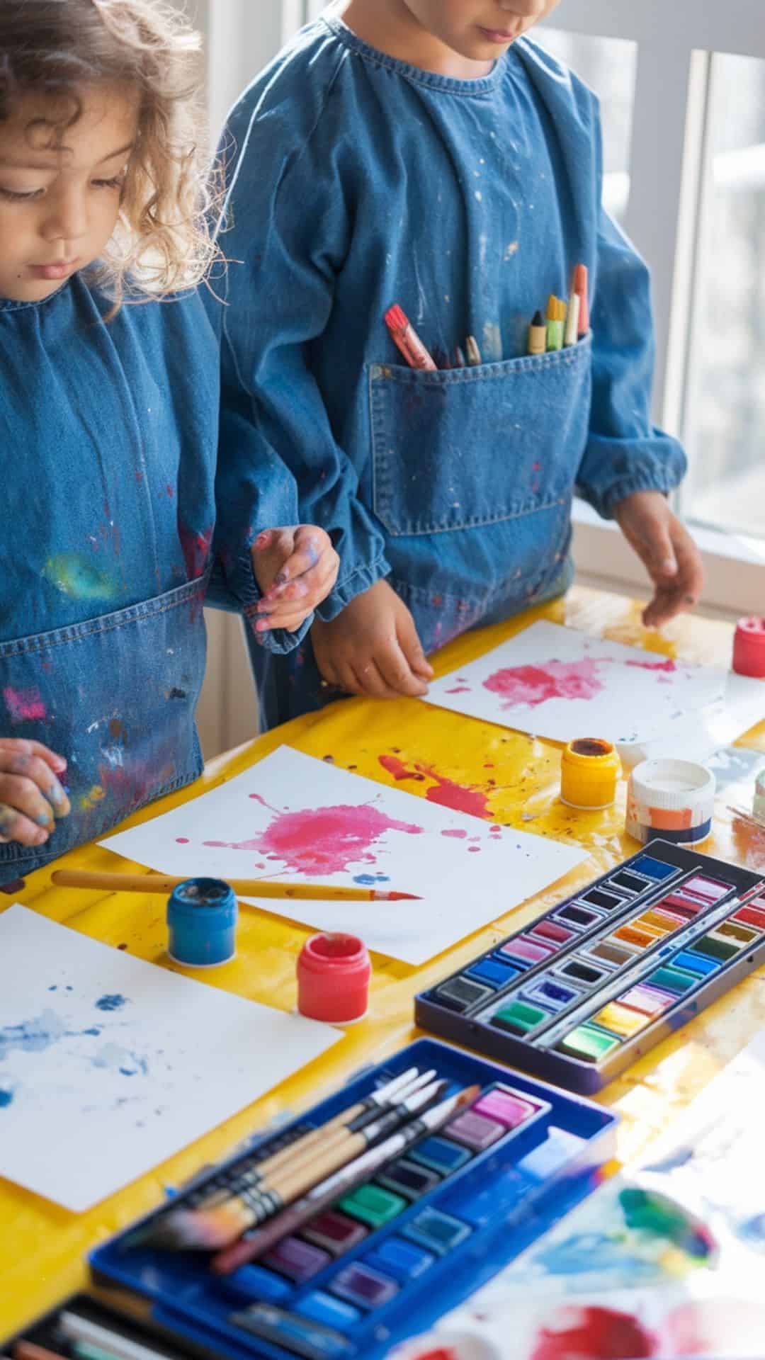 denim kids art smocks