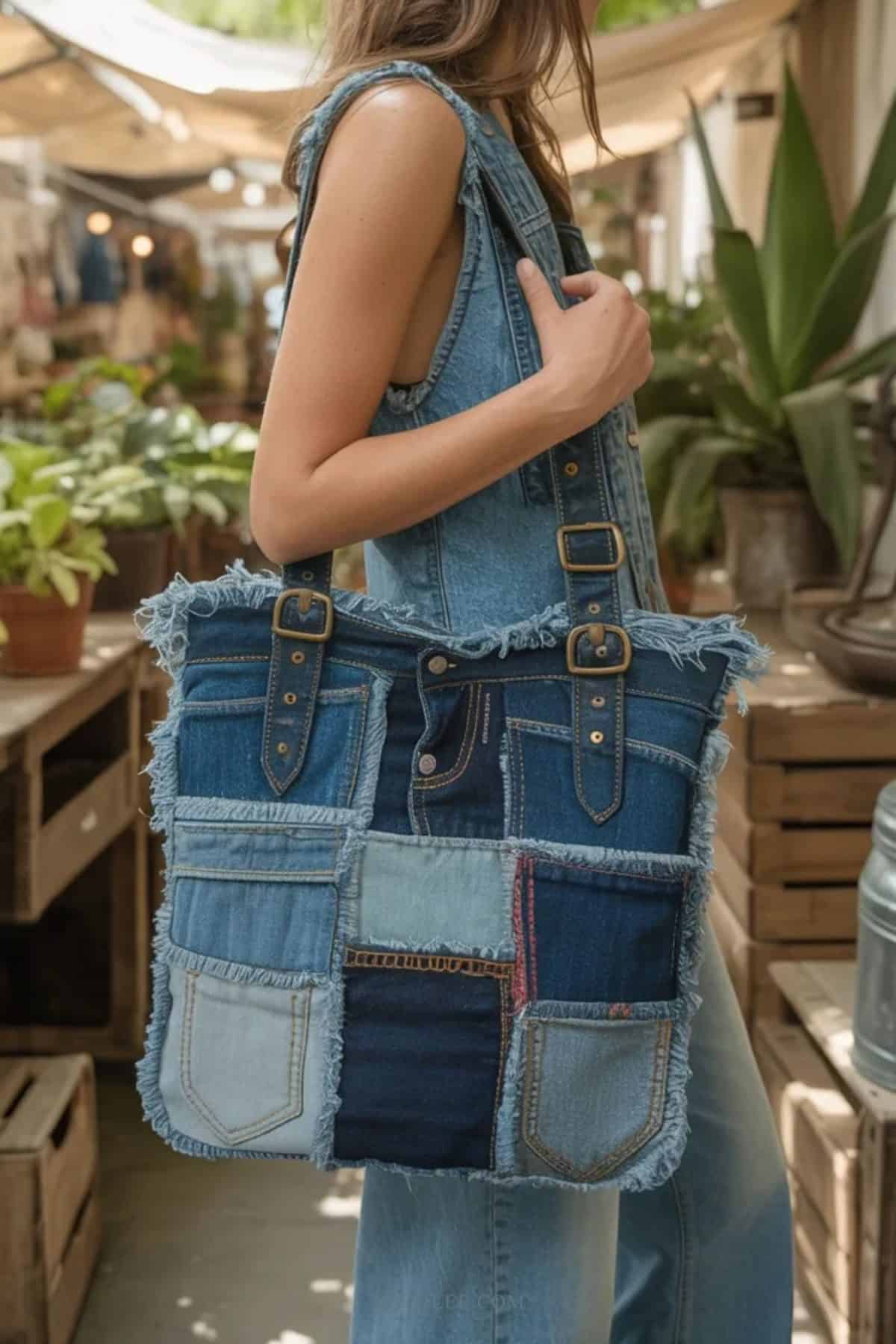 denim patchwork handbag 2