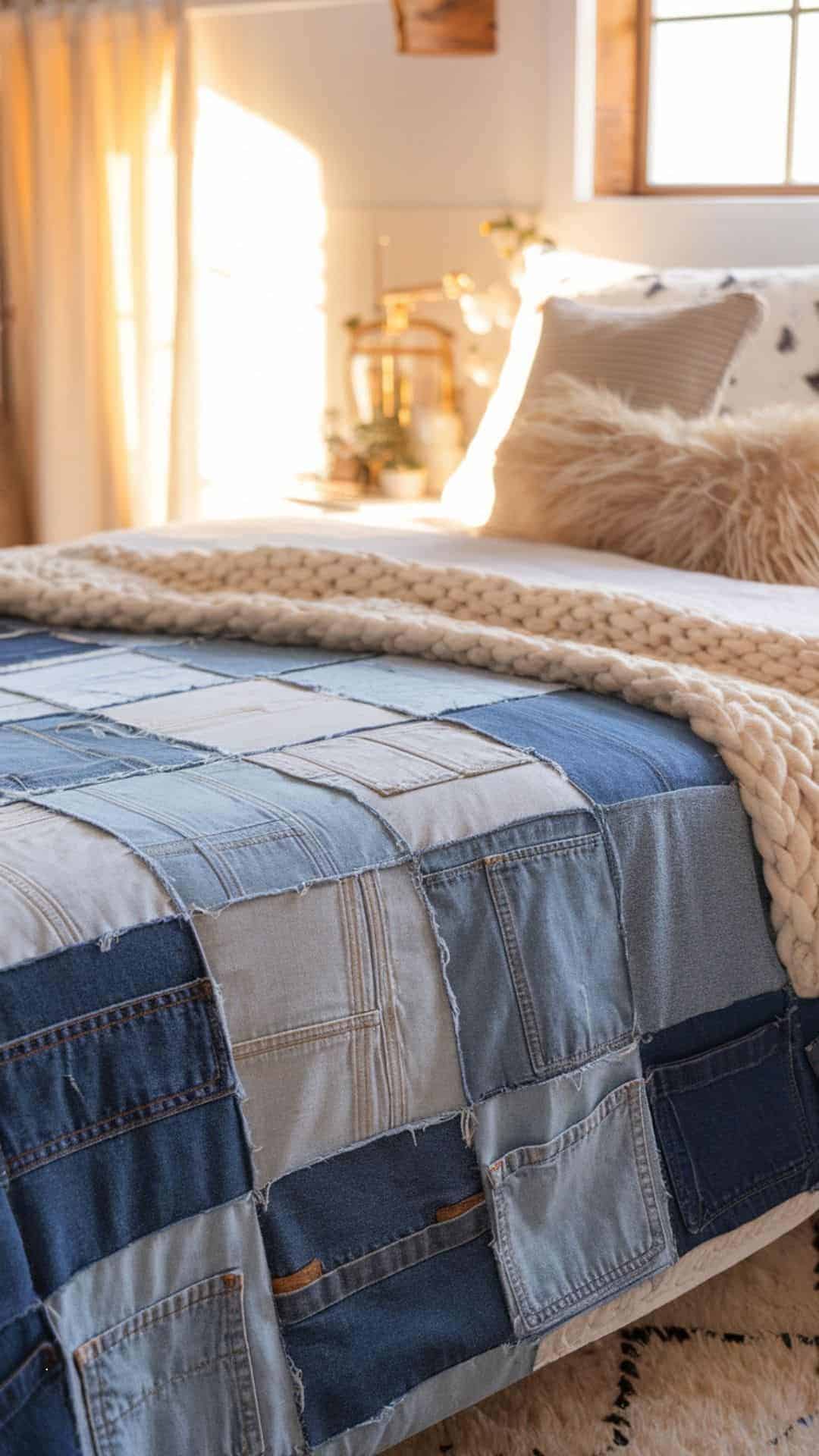denim quilt or blanket