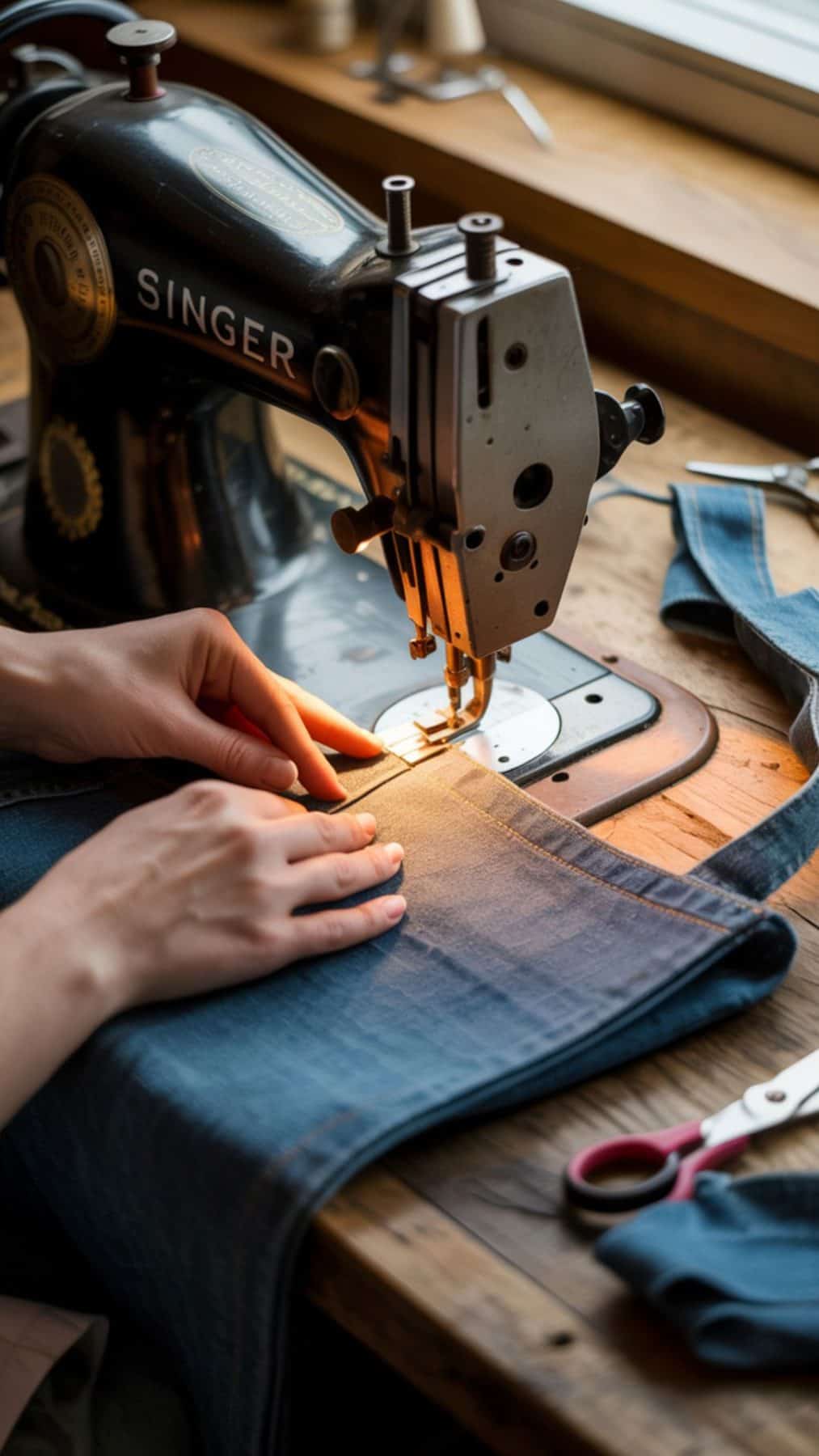 diy jean tote bag bottom seam