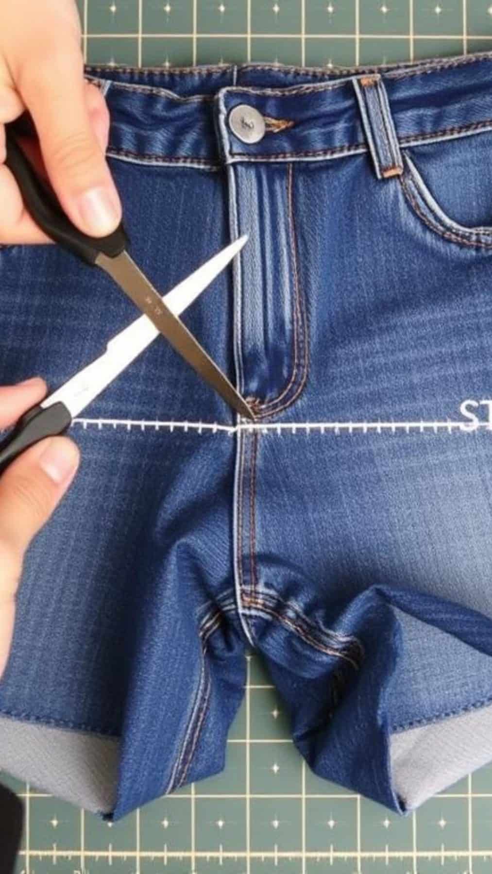 diy jean tote bag trim crotch fabric