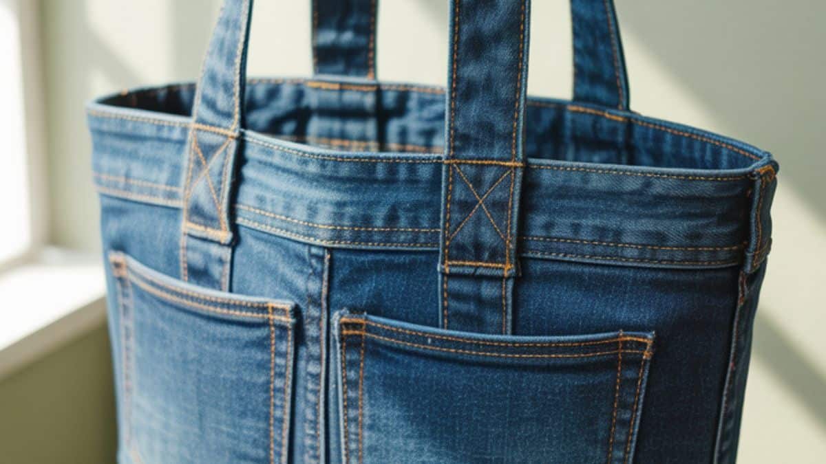 diy jean tote bag repurposing denim fabric