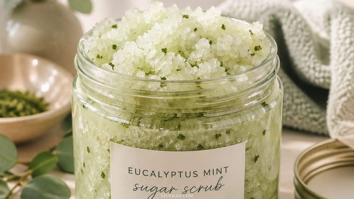 homemade diy eucalyptus mint sugar scrub