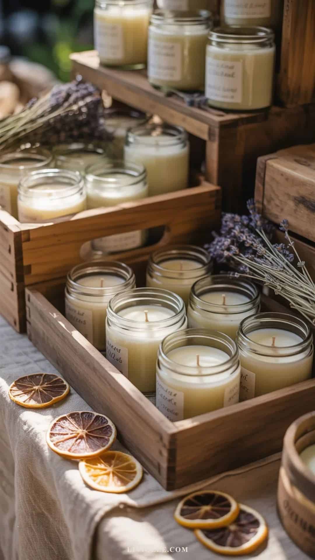 selection of recycled glass jar candles