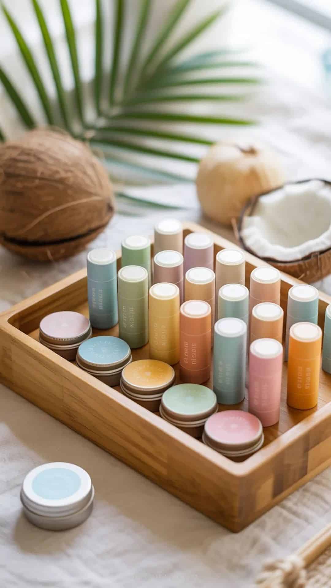 collection of different flavored coconut lip balm