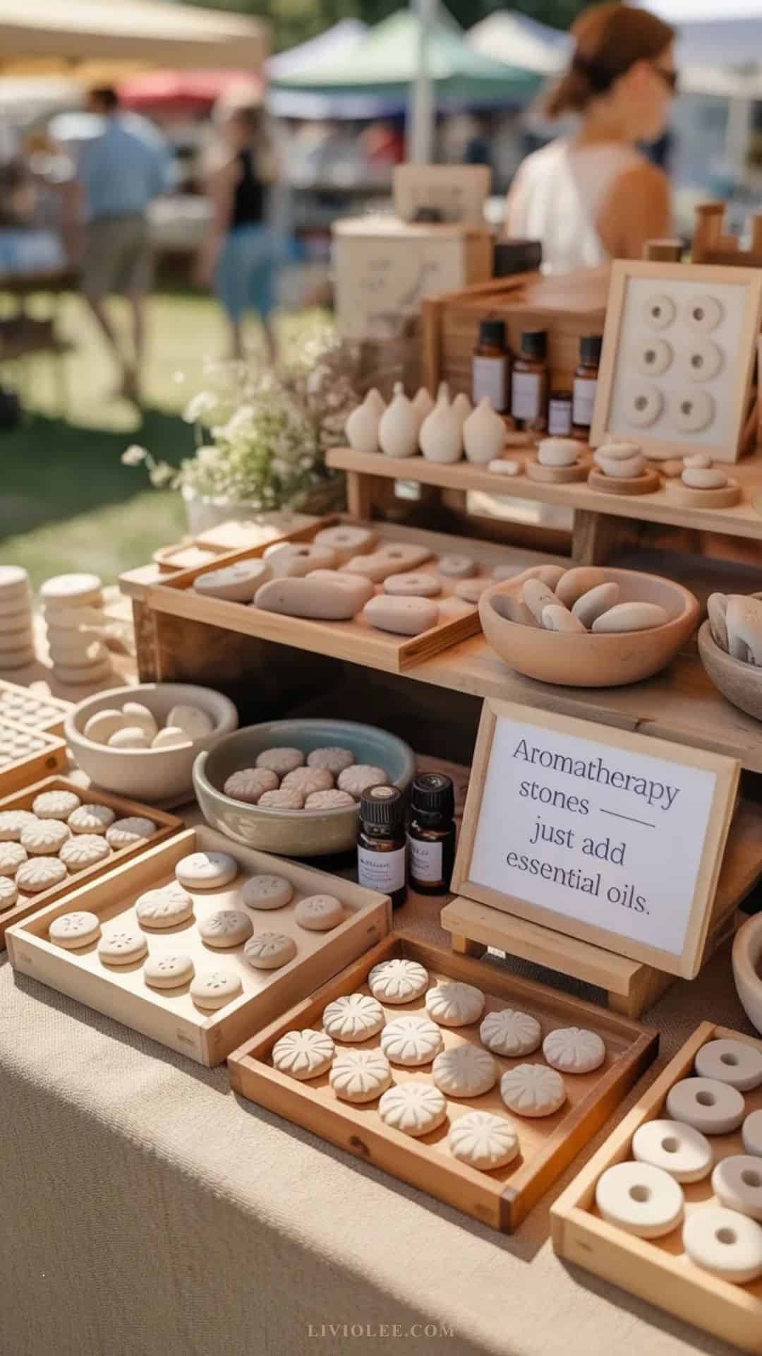 diffuser stones with essential oils display
