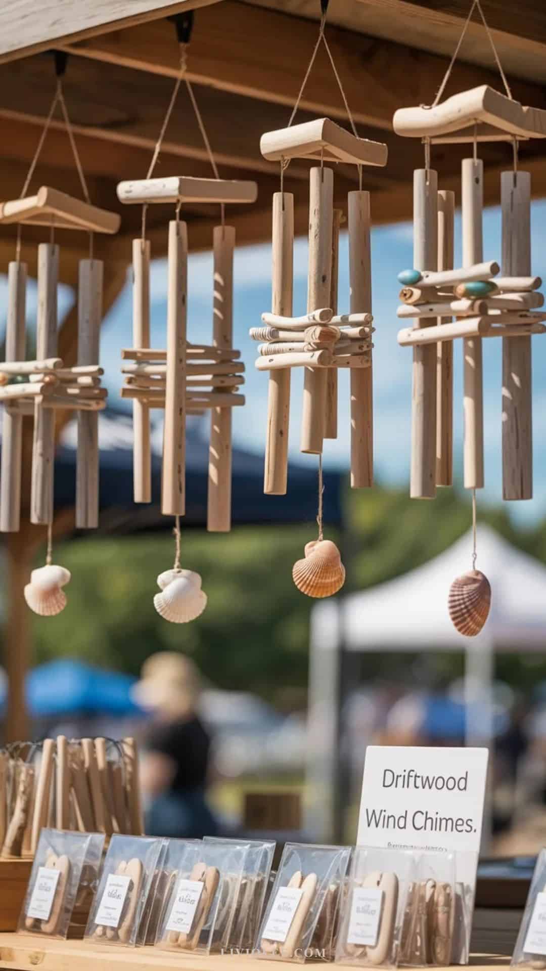 selection of driftwood wind chimes