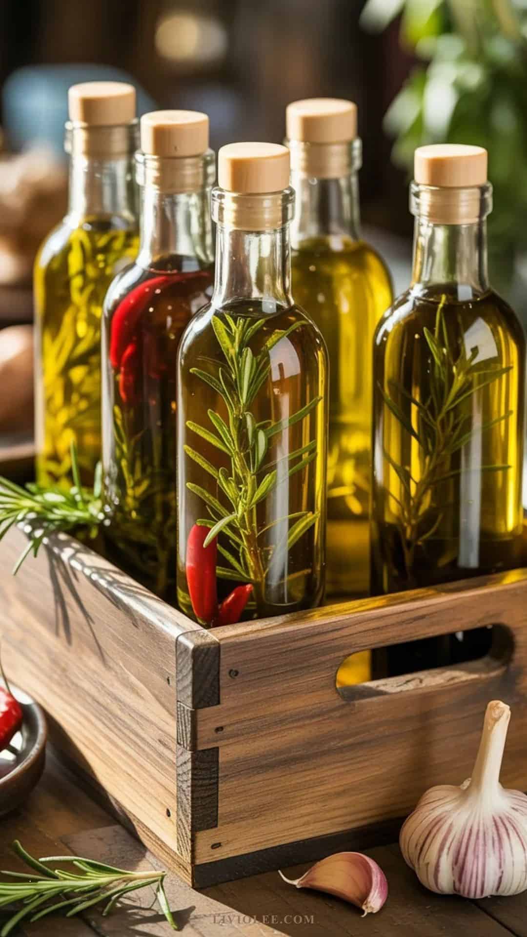 olive oil bottles herb infused