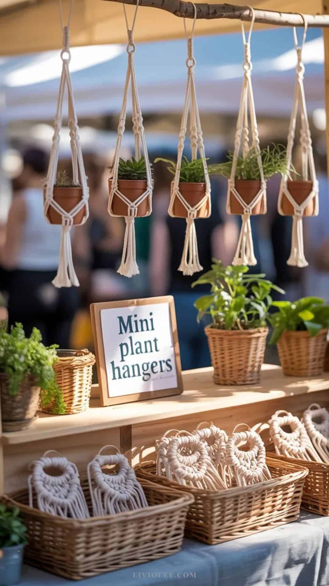 collection of mini macrame plant hangers