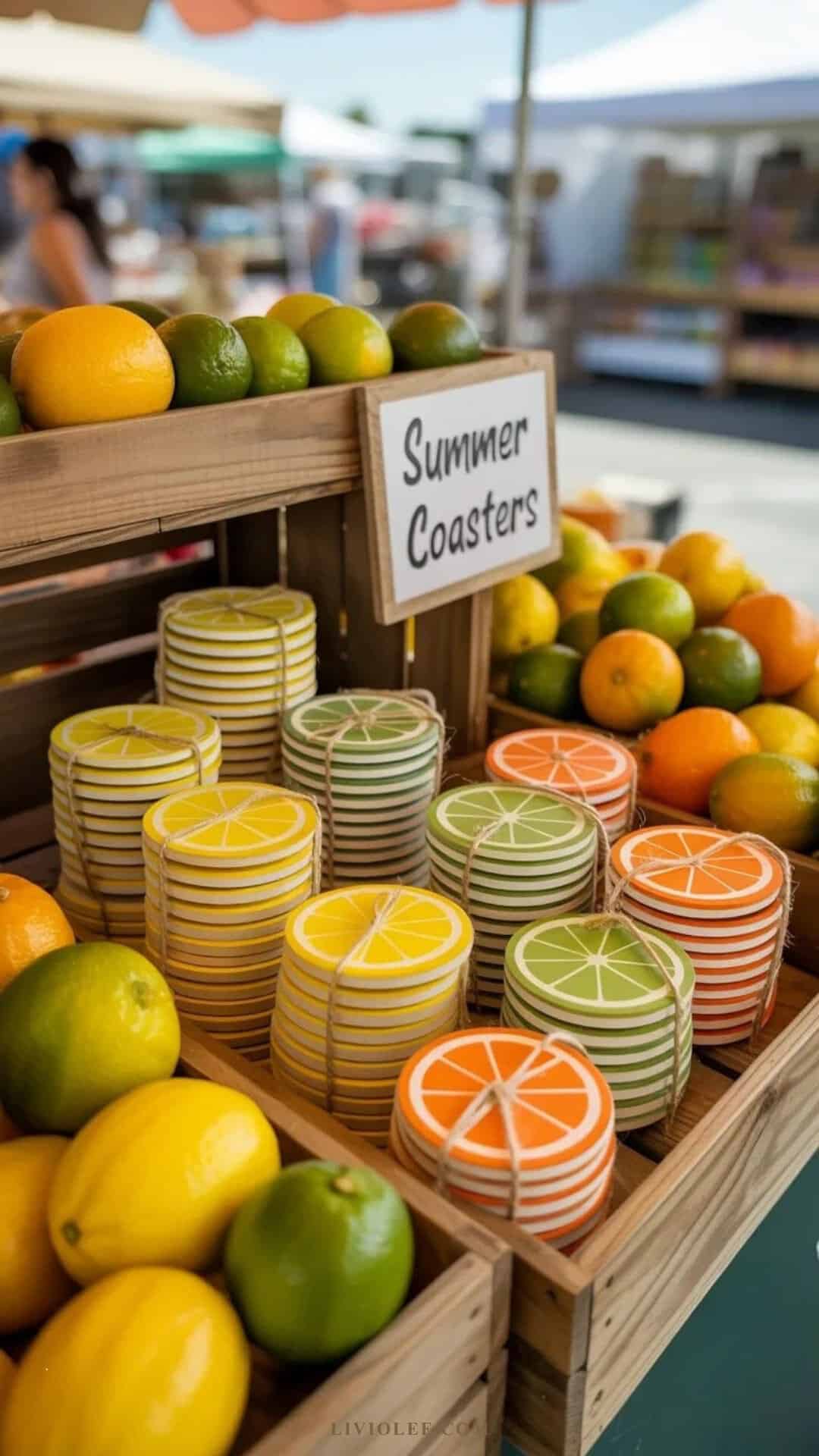 hand painted citrus coasters