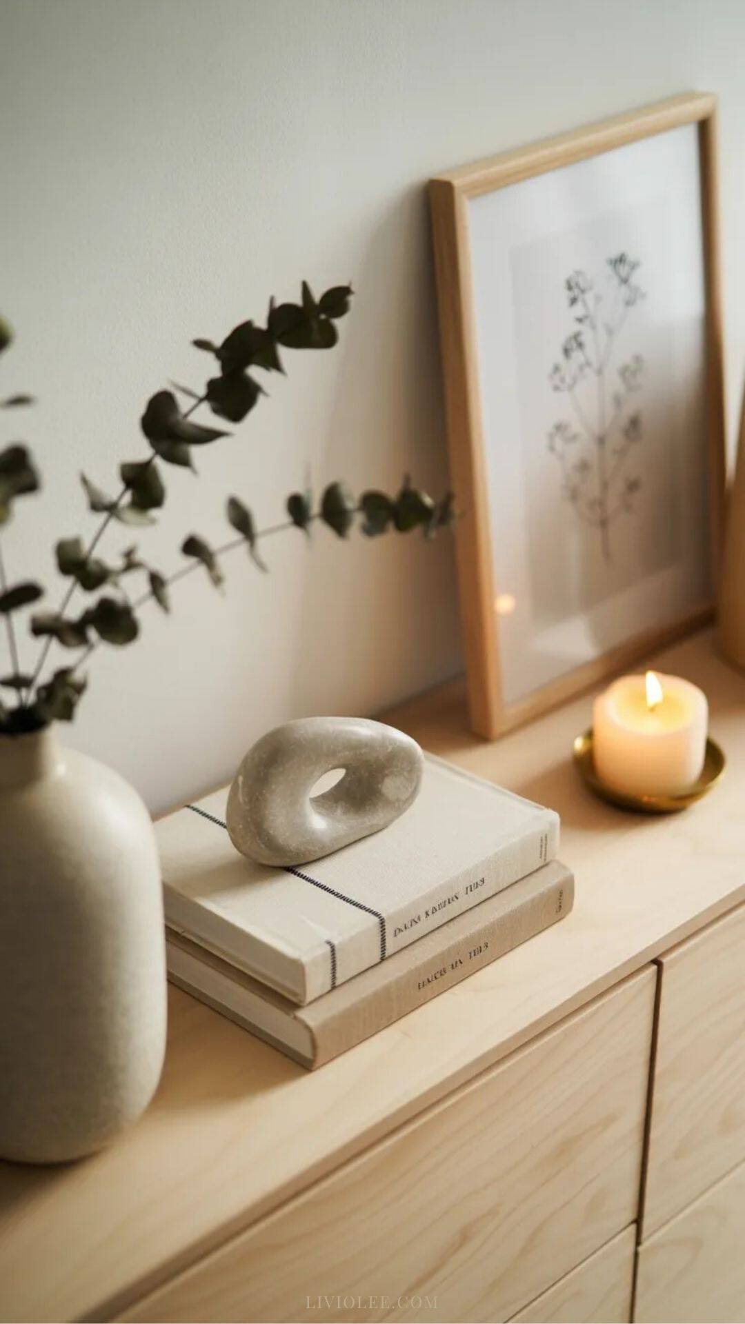 Scandinavian decor with neutral tones, ceramics and minimal styling