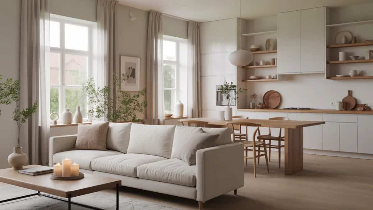 Scandinavian style home with neutral decor and natural light