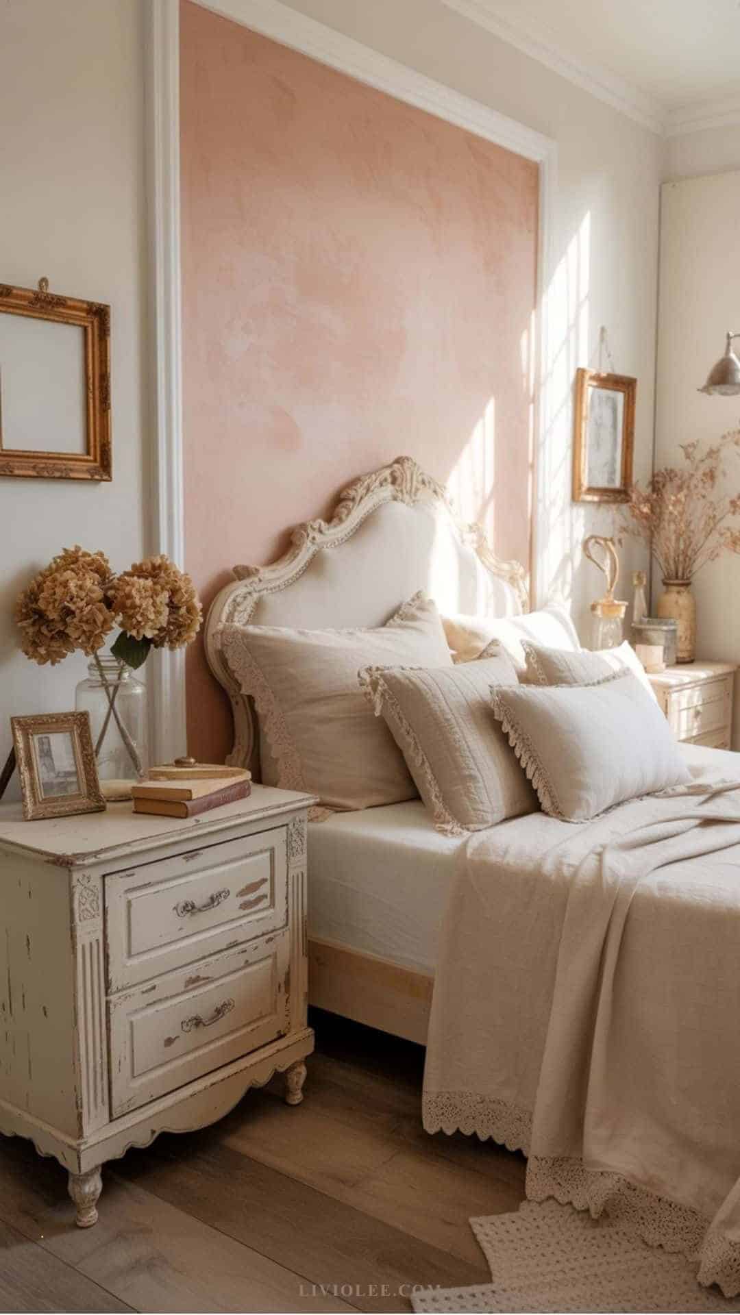 shabby chic pastel accent wall