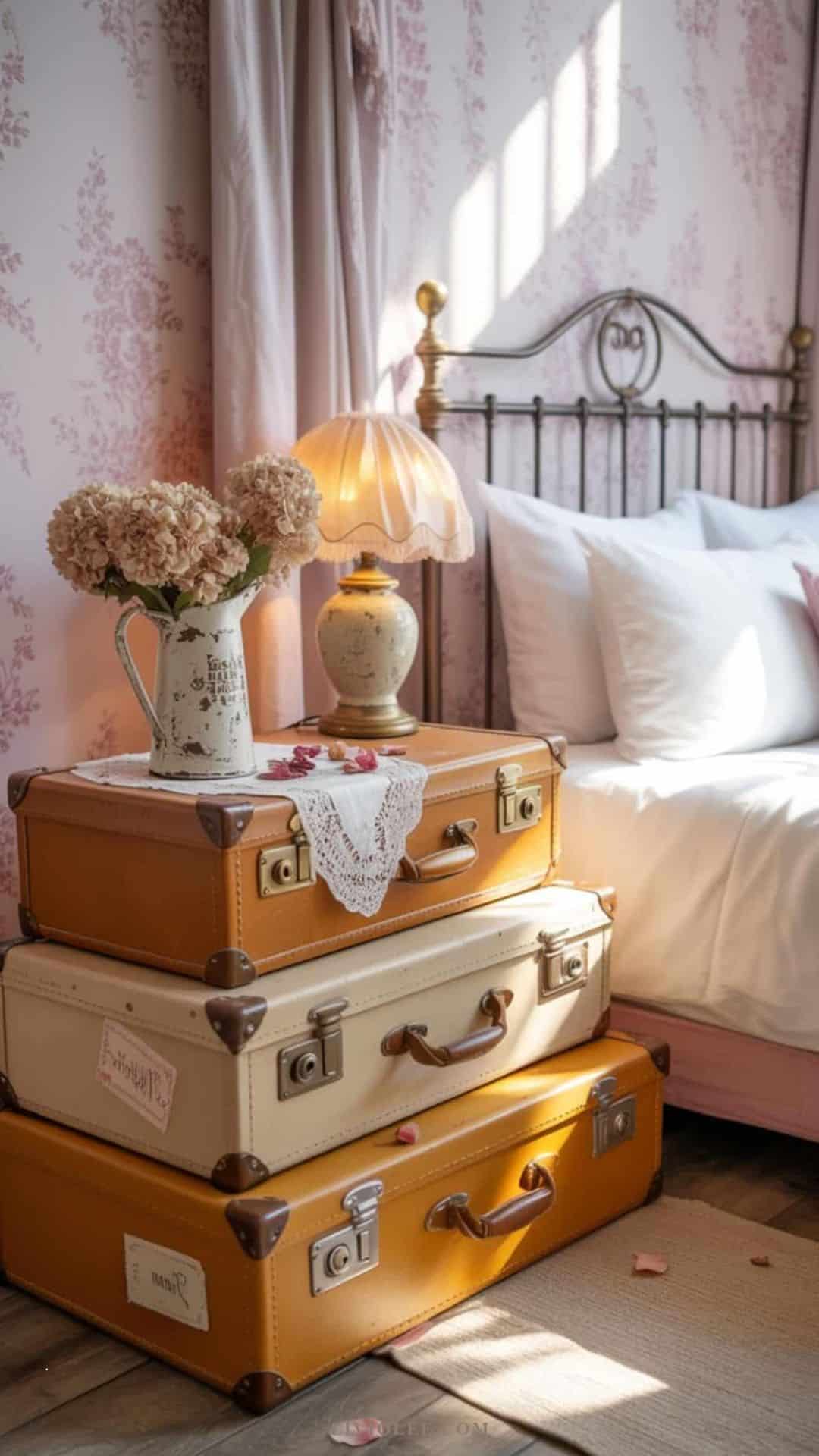 shabby chic vintage suitcases