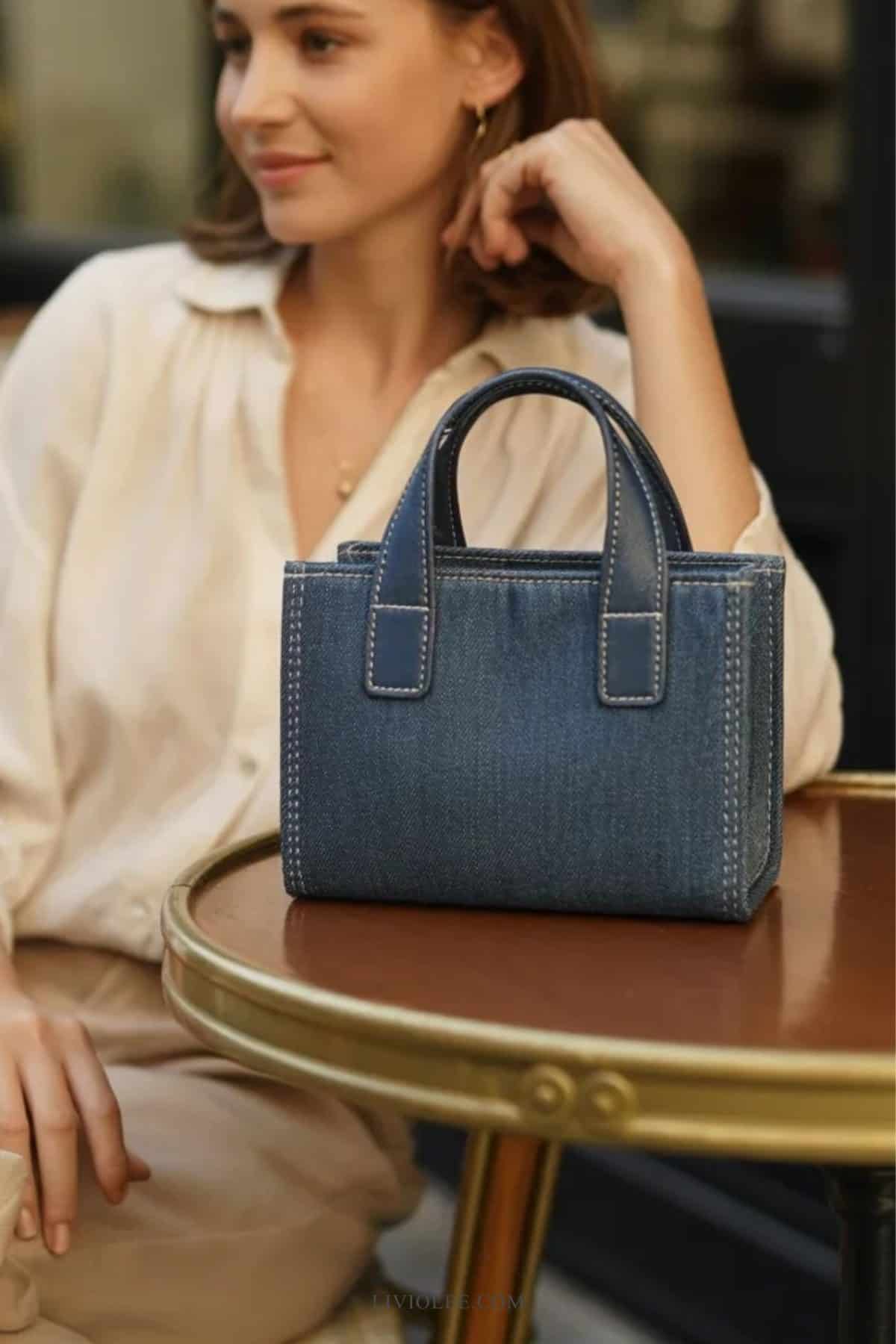 structured denim handbag 1
