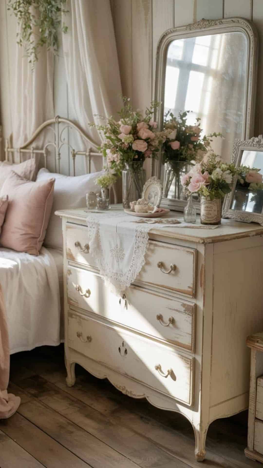 shabby chic bedroom whitewashed furniture