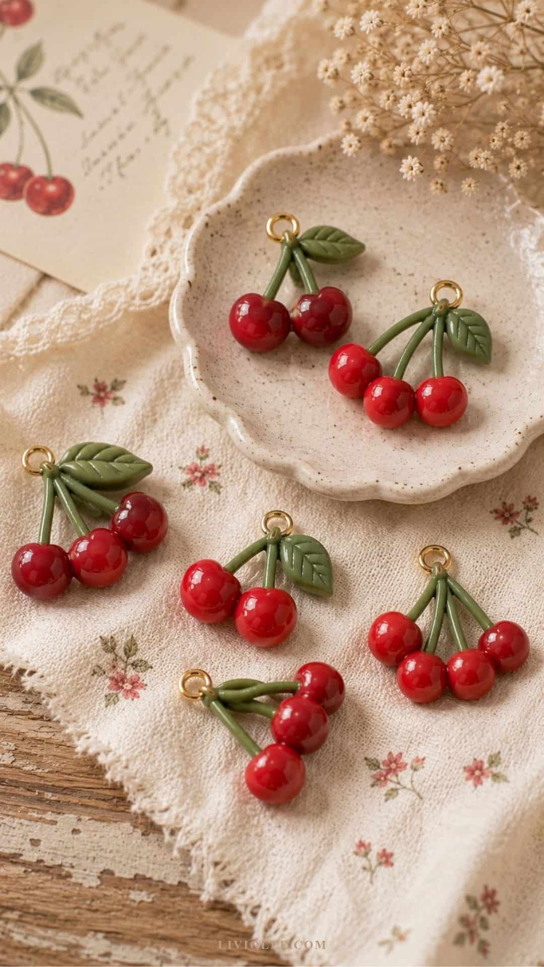 handmade air dry clay moon and star charms arranged in a speckled ceramic dish