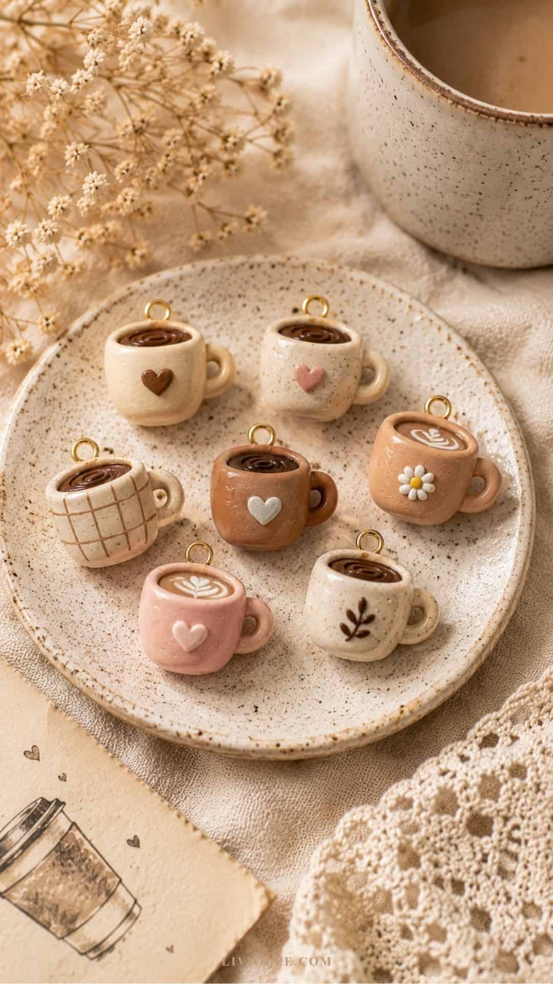 handmade air dry clay coffee cup charms