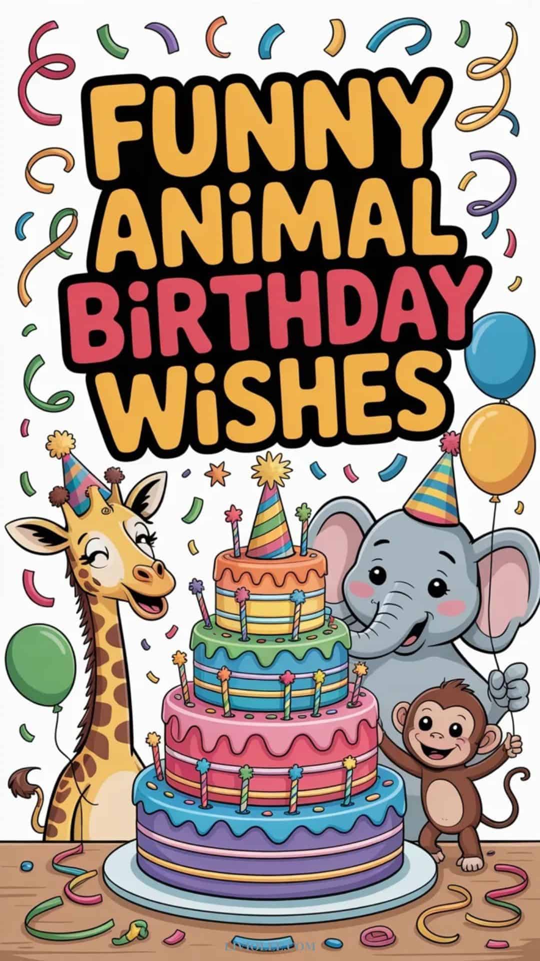 Funny animal birthday wishes with cute playful animal themed birthday design