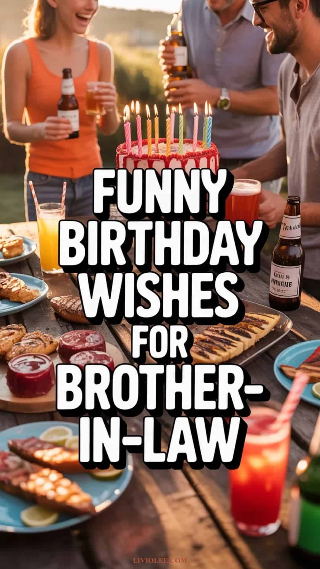 Funny birthday wishes for brother-in-law with bold party styling and cake