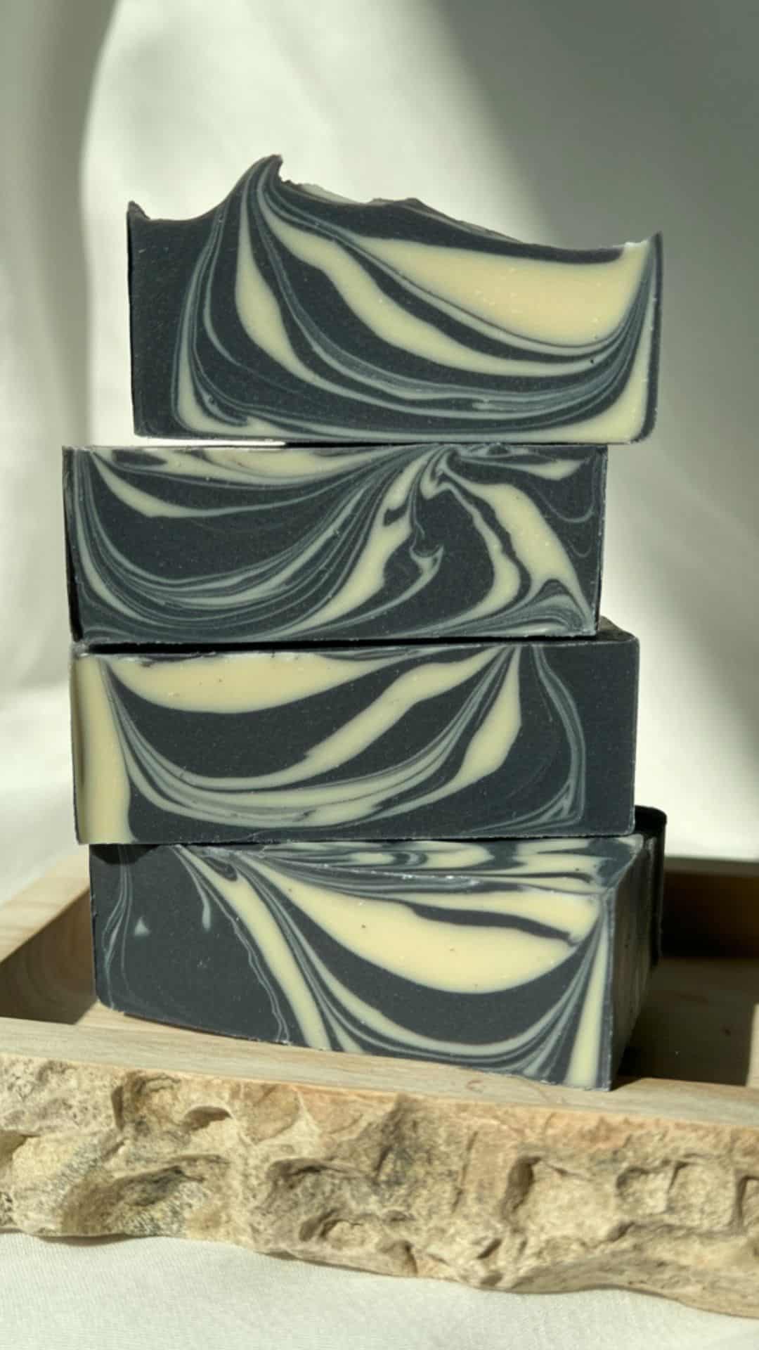 layers and swirls charcoal soap