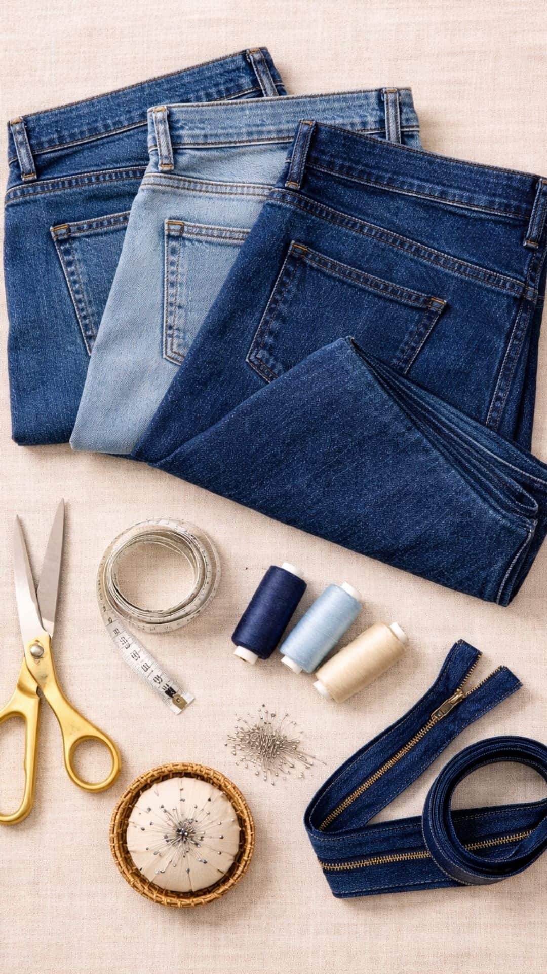 denim jeans tools and materials for crafting