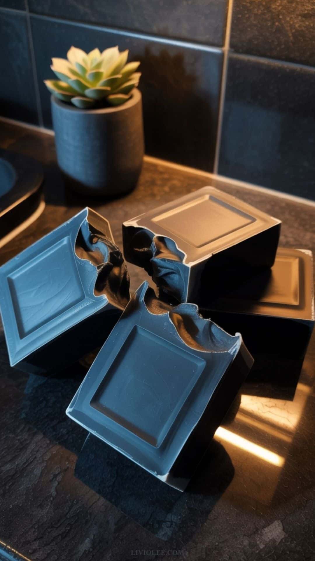 masculine spa style charcoal melt soap
