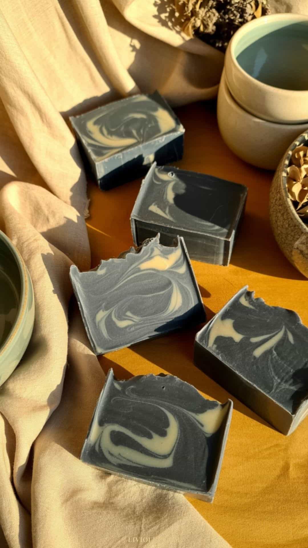 handmade rustic charcoal soap