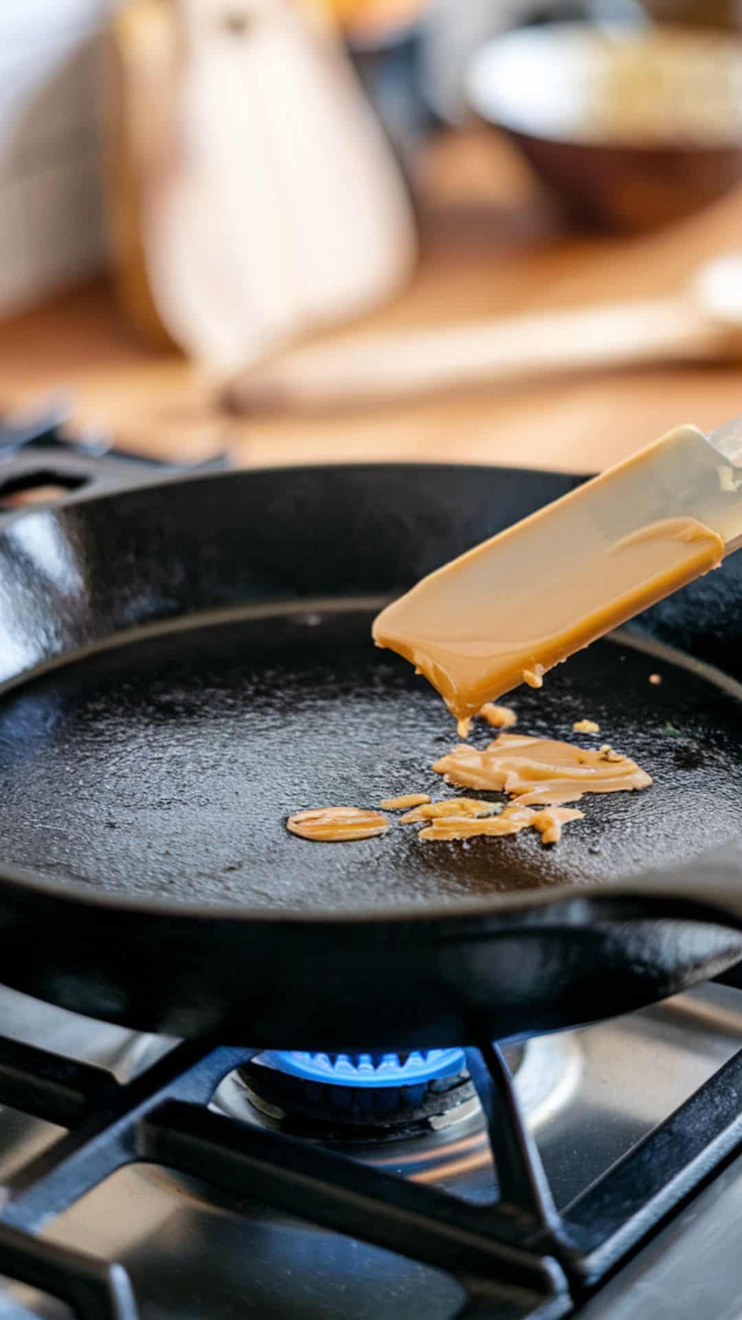 seasoning cast iron skillet with tallow