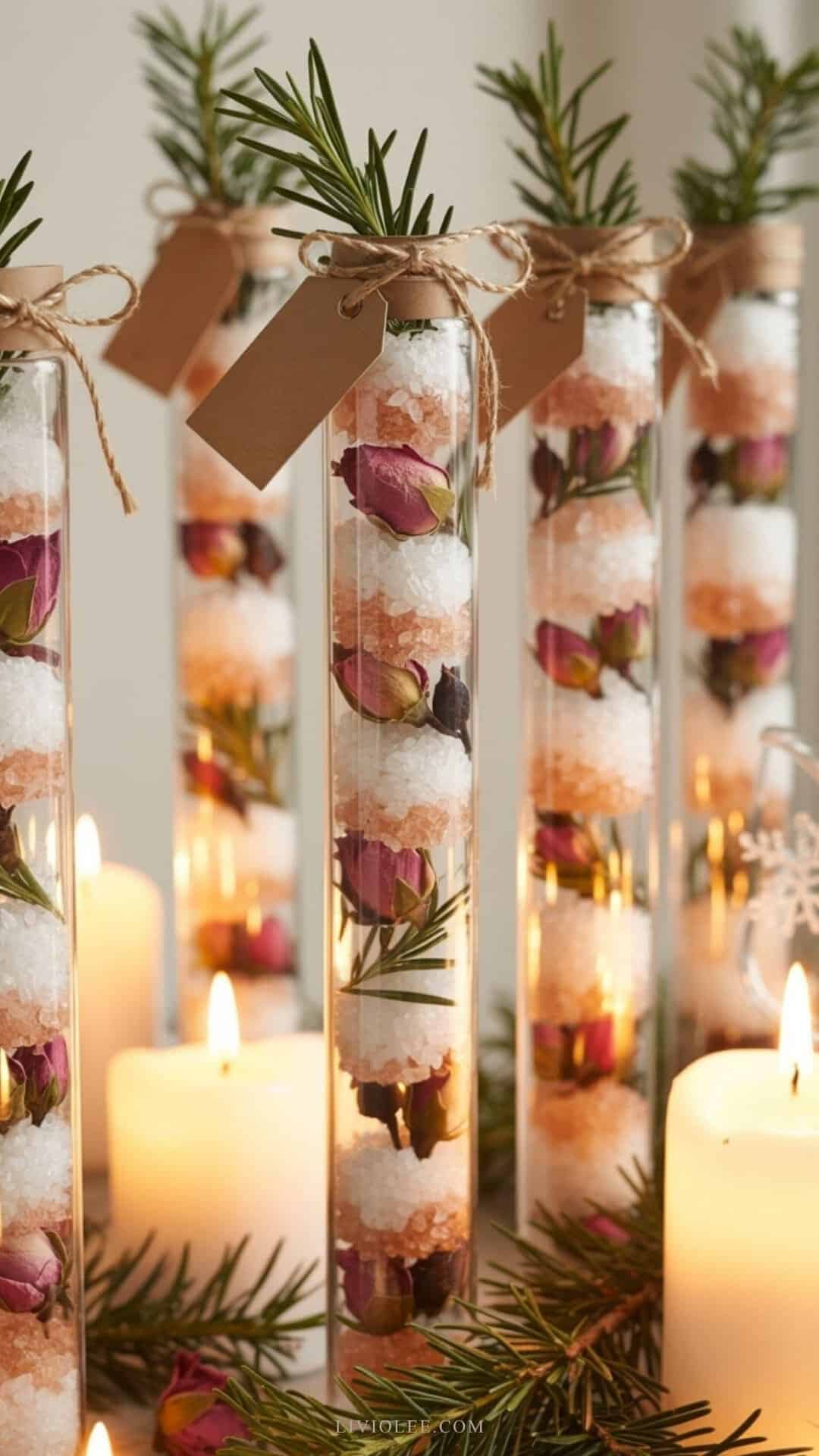 christmas inspired bath salt tubes