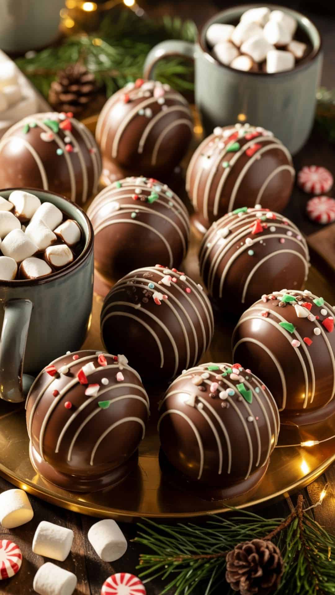 christmas inspired hot chocolate bombs