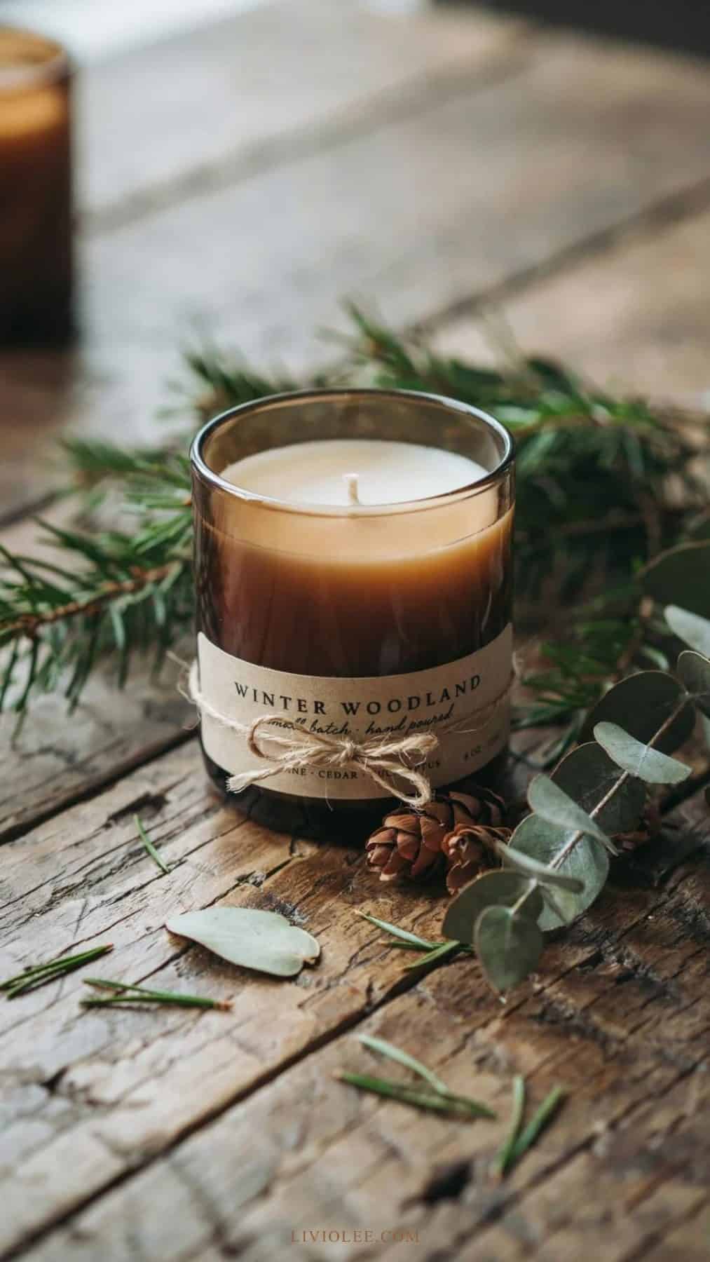 christmas soy wax candle woodland scent