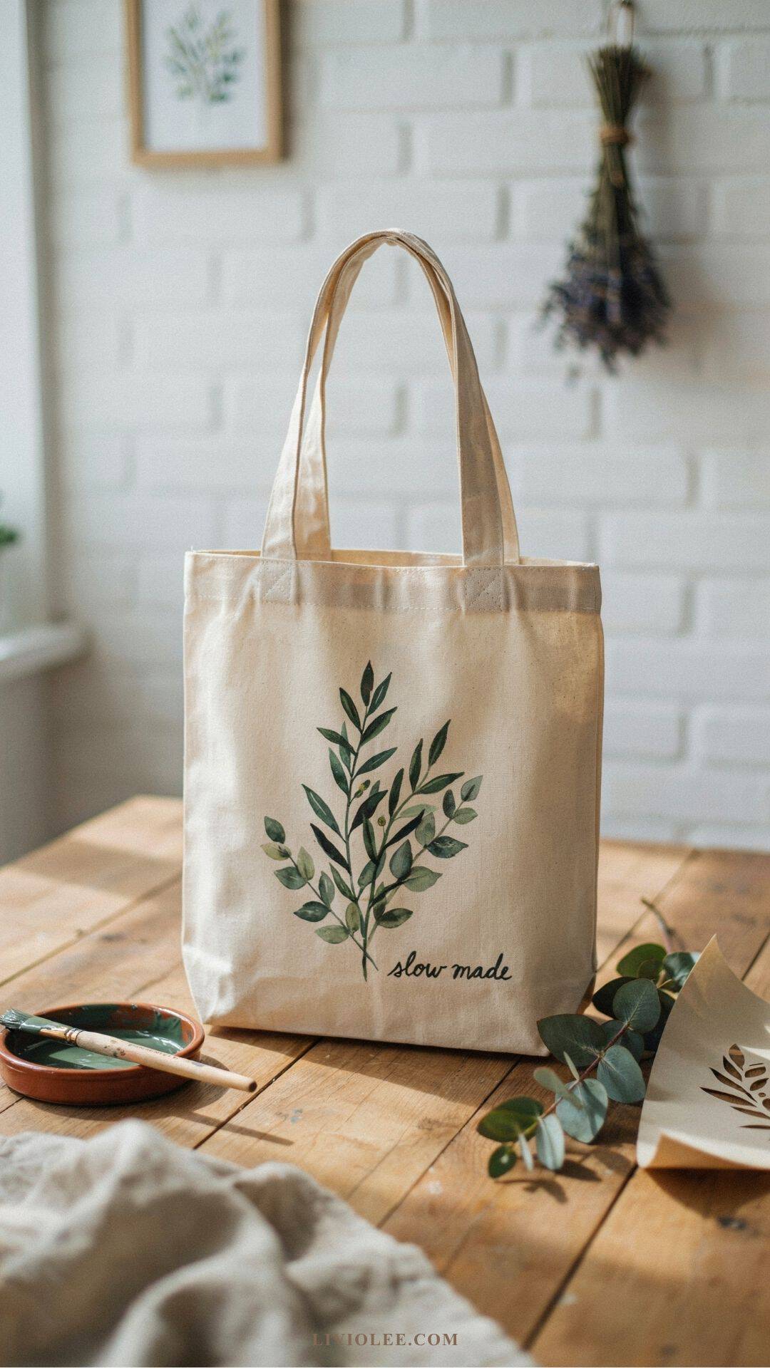handmade painted canvas tote bags
