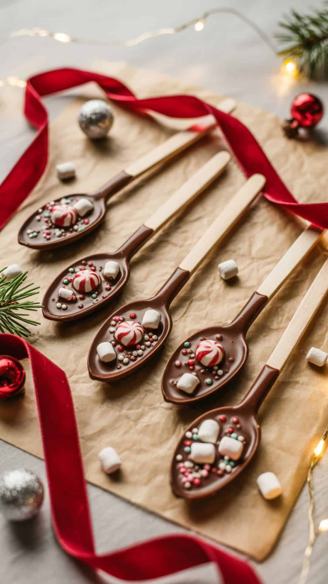 christmas inspired hot chocolate spoon stirrers