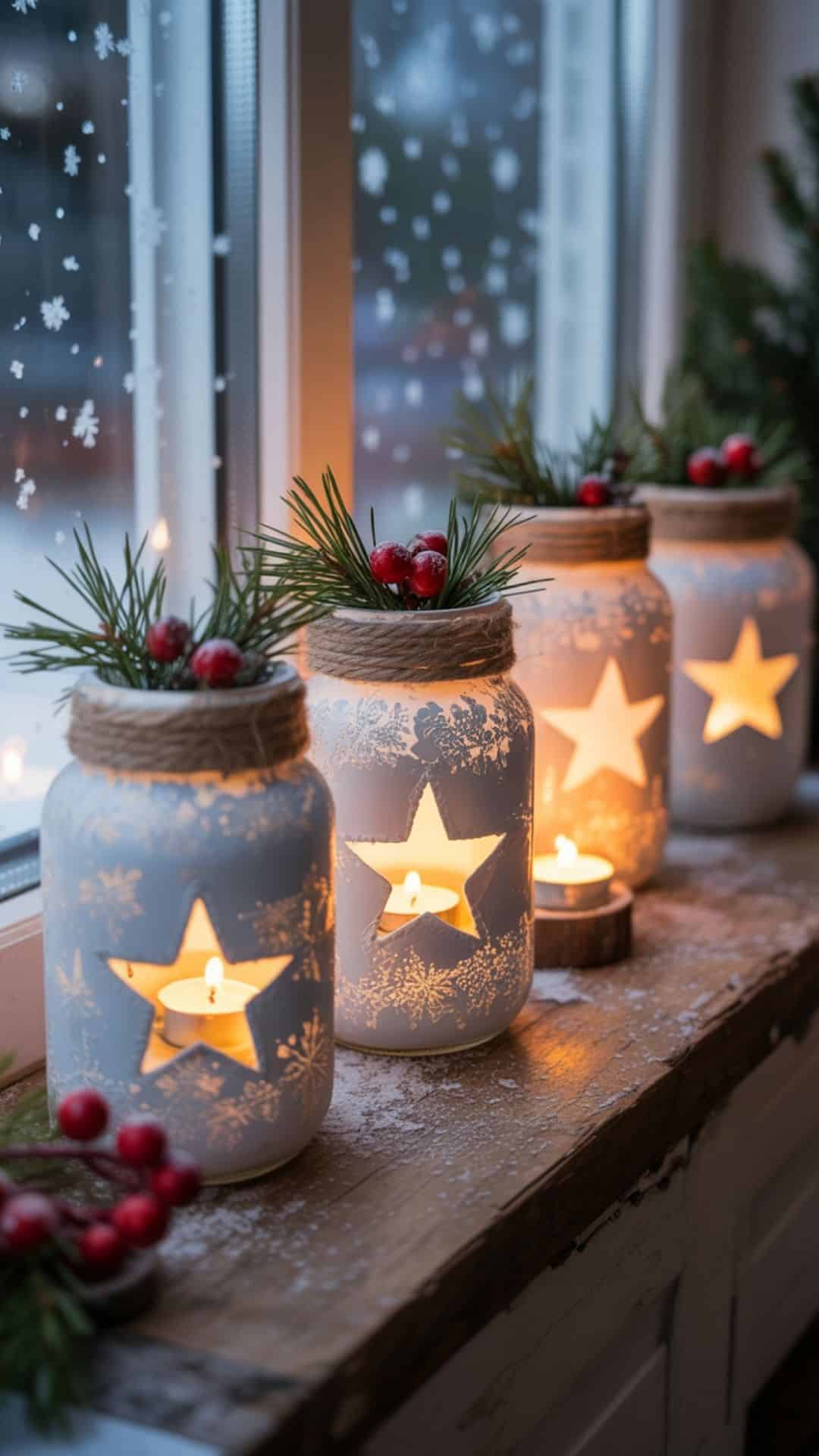 Recycled Glass Jar Christmas Lanterns
