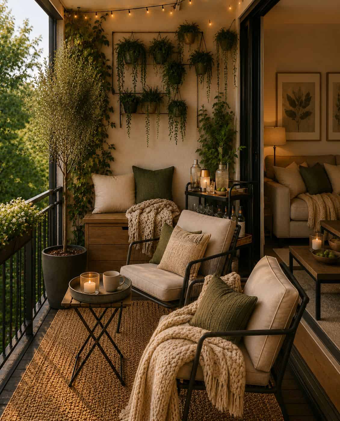 living room opening out onto a small patio