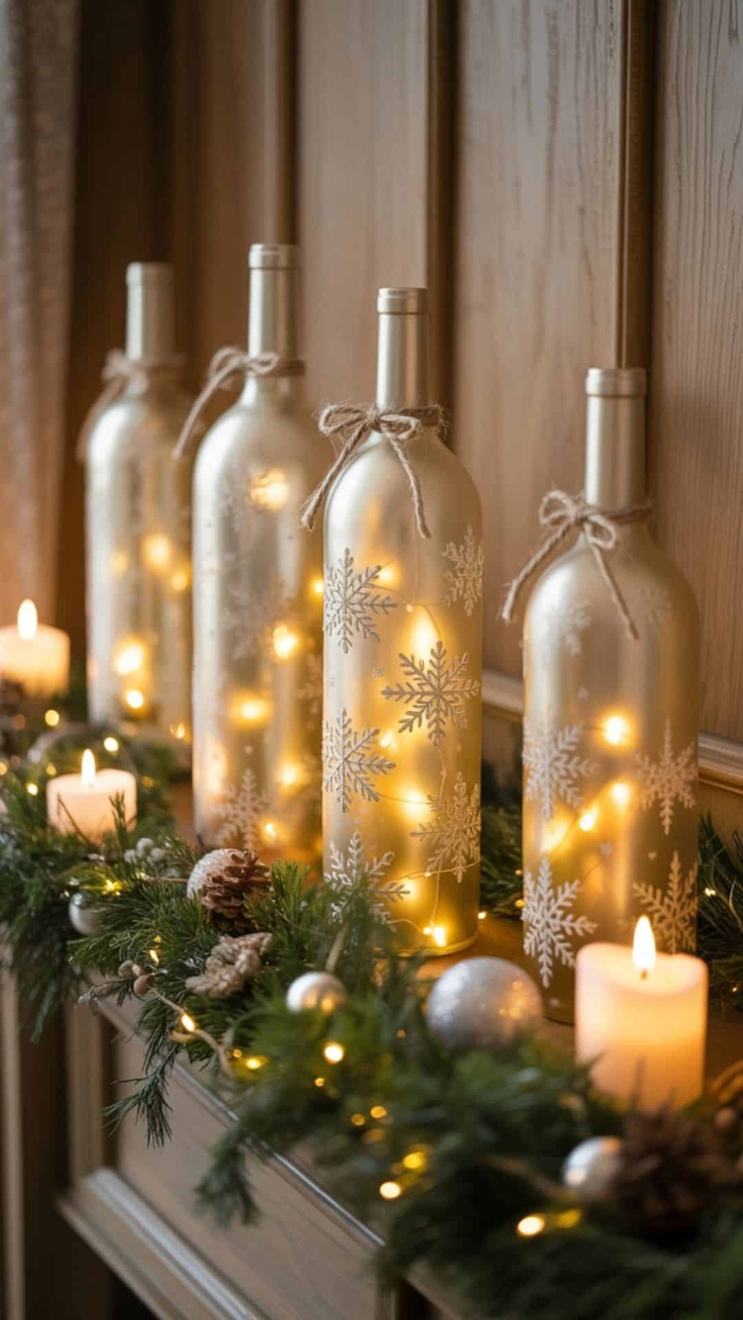 wine bottle christmas fairy light decorations