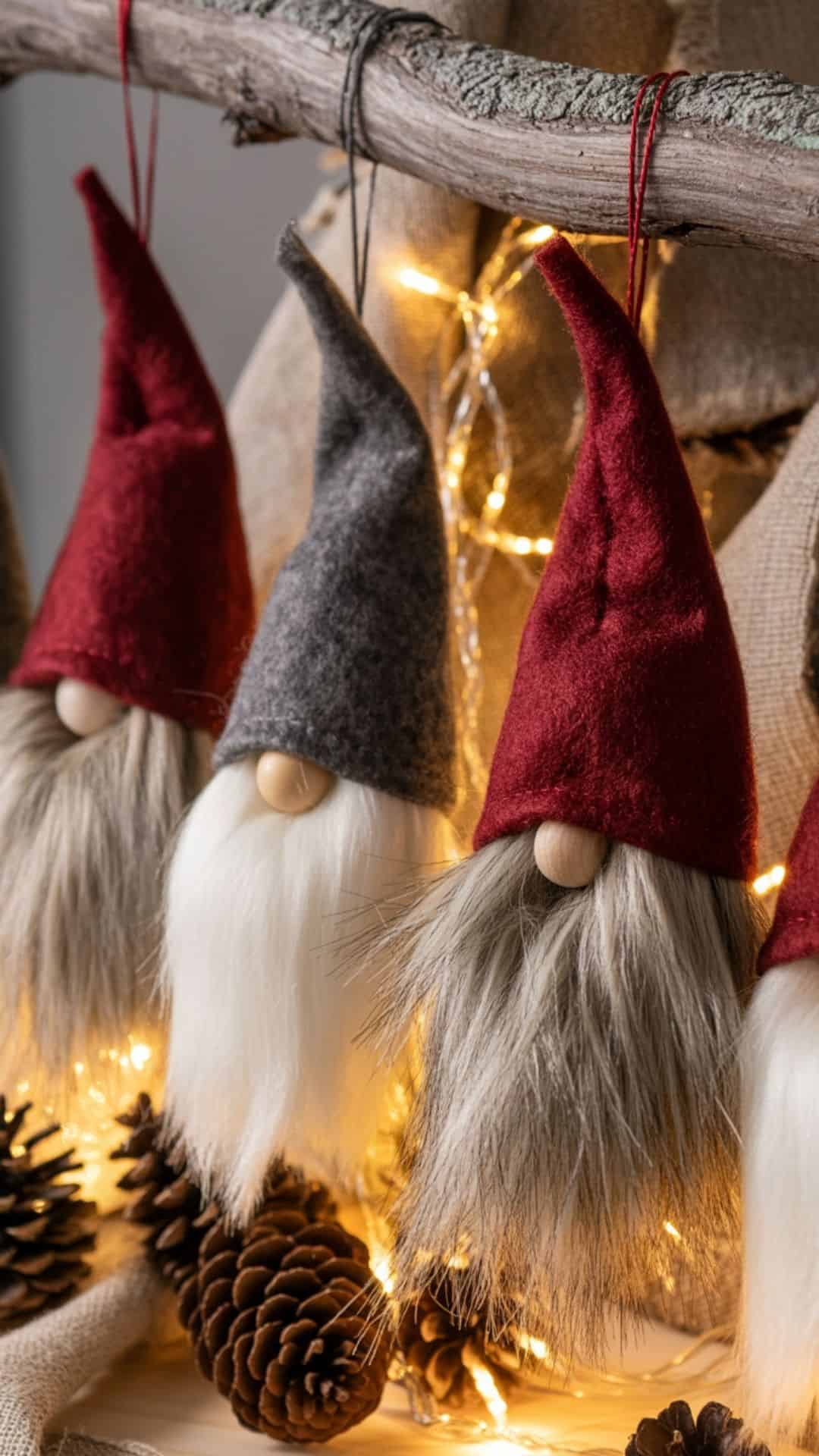 christmas woodland garden gnome ornaments